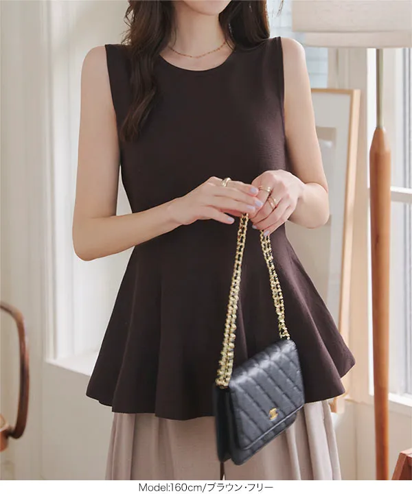 Theory 19SS ペプラムノースリーブニット ブラウン FALL ESSENTIALS Theory [セオリー] 公式通販サイト