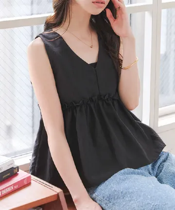 Vネックペプラムブラウス [C7617]