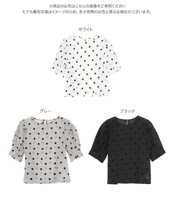 フロッキードットシアーブラウス [C7618] - レディースファッション