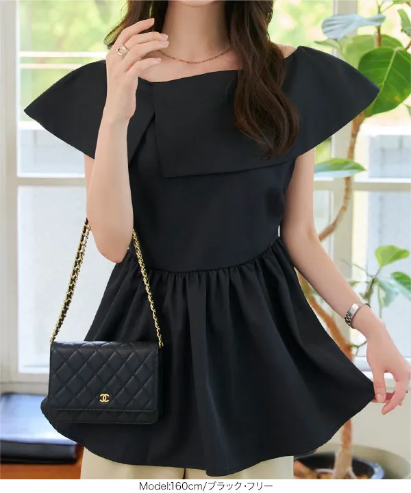 ケープ襟ペプラムブラウス [C7619] - レディースファッション通販 神戸