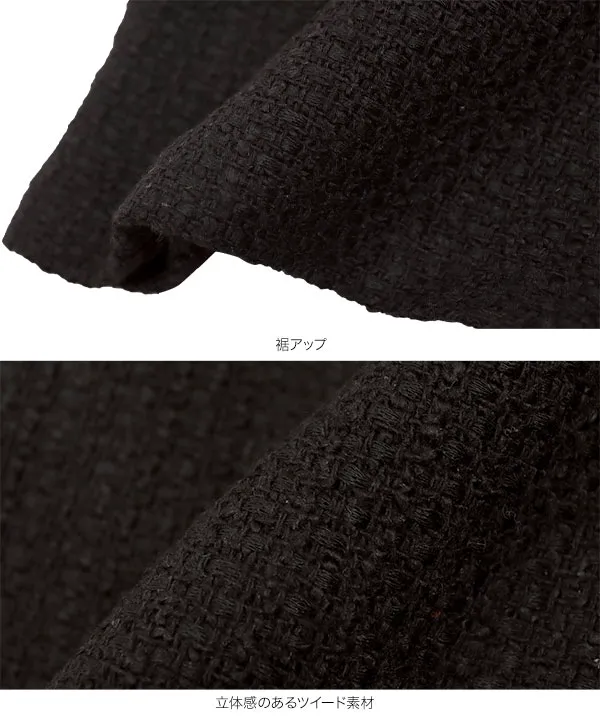 デザインボタン 半袖ツイードジャケット [C7626] - レディース