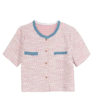 フリンジサマーツイード半袖ジャケット [C7627] - レディース