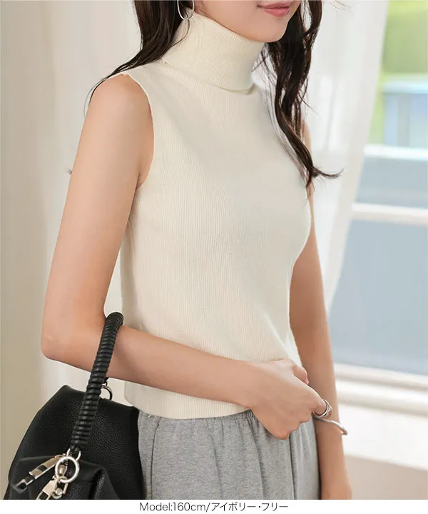 SHISHIKUI ハイネック　ニット　ノースリーブ シシクイ THE SHISHIKUI ハイネックニットノースリーブカットソー