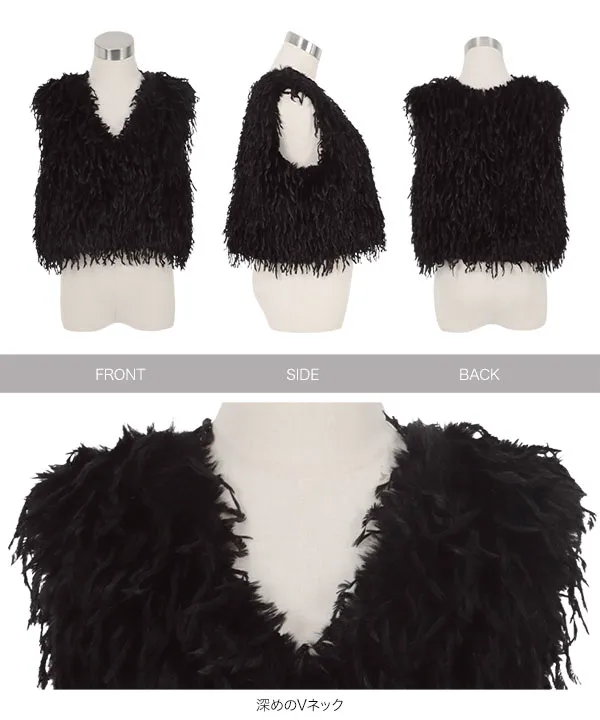 ボリュームファーショート丈トップス [C7641] - レディース