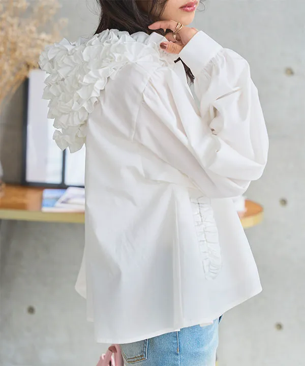 専用ページ　シャネル　ユニフォームシャツ　ブラウス　フリルシャツ　新品 フリル♡【CHANEL】シャネル シルクサテン シャツ (CHANEL