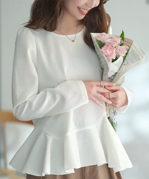 アシンメトリーペプラムトップス [C7646] - レディースファッション