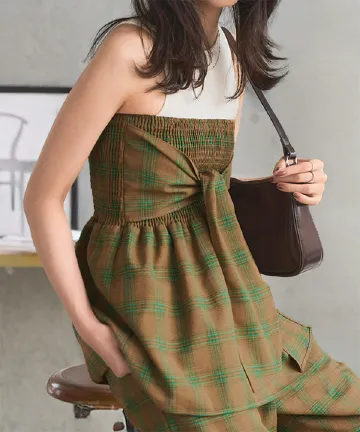 チェック柄ビスチェトップス [C7661] - レディースファッション