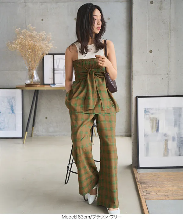 チェック柄ビスチェトップス [C7661] - レディースファッション通販