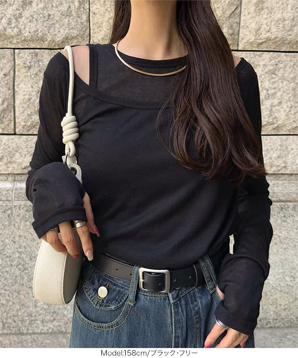 2点SETアメスリタンク×深Uネックシアートップスアンサンブル [C7664