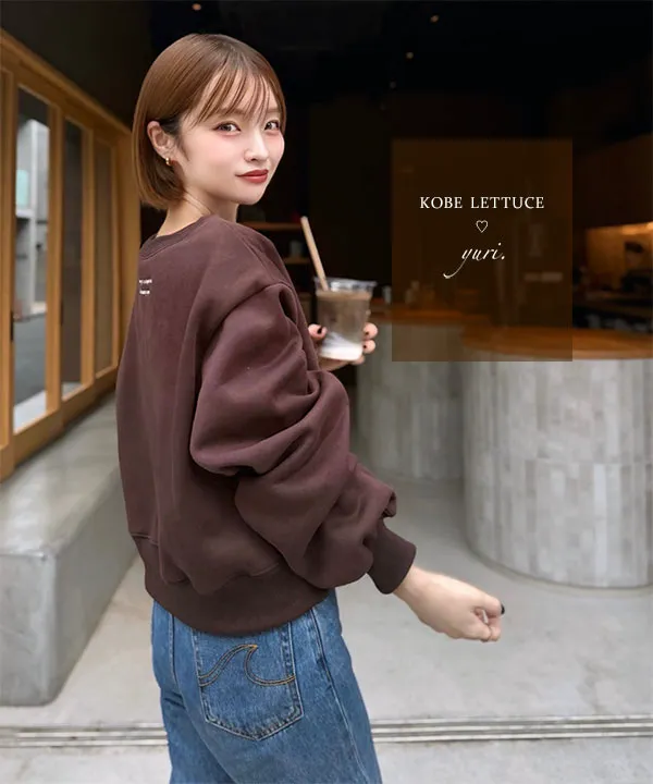 yuri.さんコラボ ]選べる2丈裏起毛刺繍入りスウェットトップス [C7669