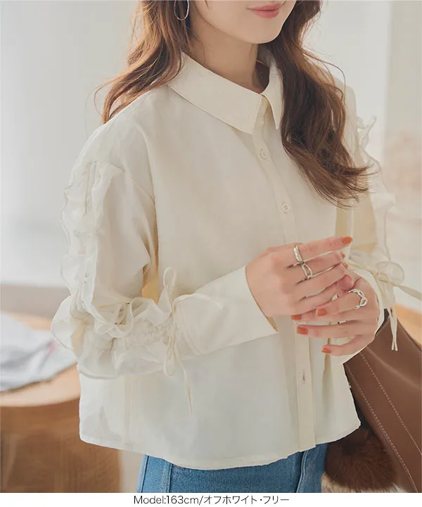 caramel@ ‼︎ エリテ　オーガンジー　フリル　シャツ　ブラウス まだまだ日中は暑くてびっくりしますが 朝夕は秋を感じる空気や