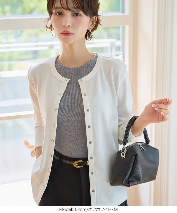 M L XL ] スナップボタン丸首リブカーディガン [C7684]| SALE