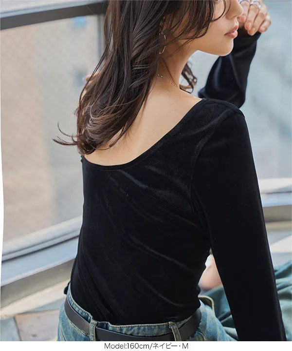 トップス capahve バックシャンボートネックベロアトップス [C7685] - レディース