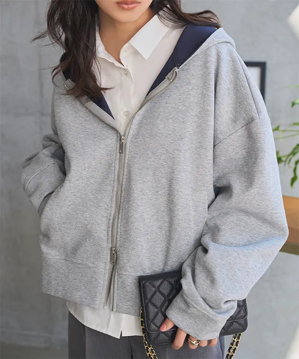 バイカラーボリューミーパーカー [C7690] - レディース