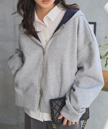 バイカラーボリューミーパーカー [C7690] - レディースファッション