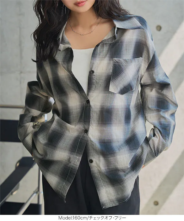 24SS かぐれ kagure シャドウチェックブラウス シャツ かぐれ（カグレ）の「シャドウチェックブラウス（シャツ
