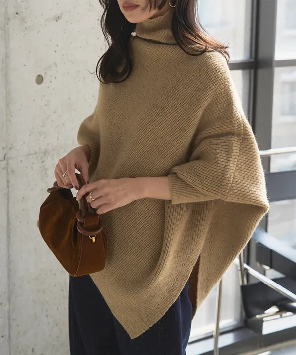 希少 初期 70s ARCHIVE 立体ドルマンニット イカ Vネック 名作 ハイネック アシンメトリードルマンニット [C7699] - レディース