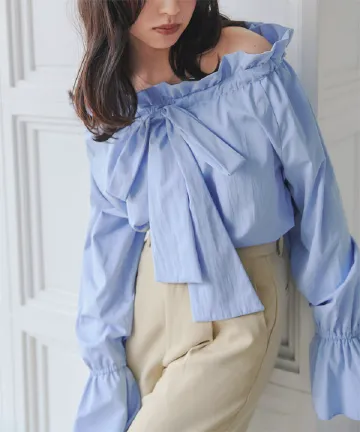 2wayオフショルリボンブラウス [C7706]