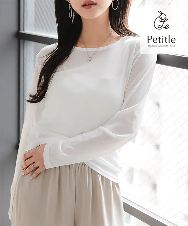 カットソー(長袖/七分) LITMUS / LUTENS seasonal  sheer top ニッセン（nissen） tシャツ 「低身長/高身長サイズ有」スラブシアー