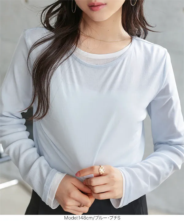 Petitle / プチレ ] 選べる3サイズ シアー長袖Tシャツ [C7708