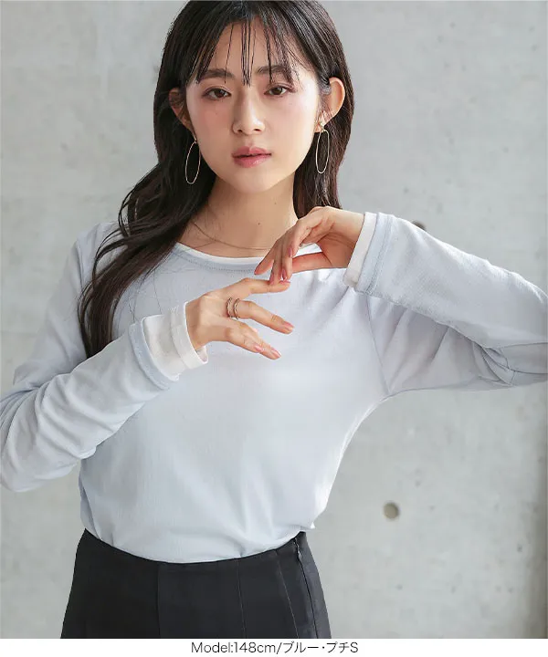 [ Petitle / プチレ ] 選べる3サイズ シアー長袖Tシャツ [C7708]| SALE！
