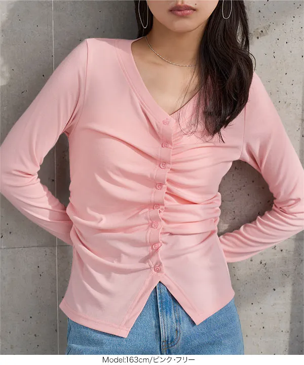 フロントギャザートップス [C7709]| 送料無料 2/24(火)12:00~2/25(水