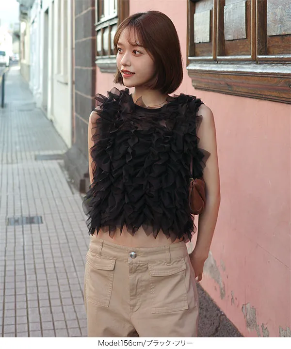sakayori フリルノースリーブトップス ZARA - 新品ZARA ノースリーブフリルトップスLの通販 by ♡ちな♡'s