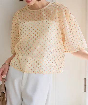 カラフルシアーボリューミーブラウス [C7726]| 送料無料 3/19(木)12:00~3/23(月)12:00まで