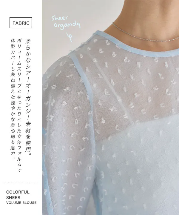 カラフルシアーボリューミーブラウス [C7726] - レディース
