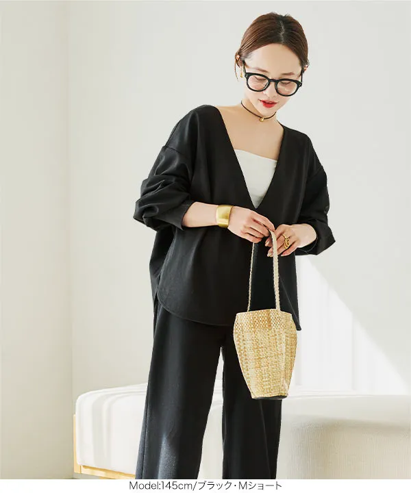 田中亜希子さんコラボ ] 深Vネックジャージープルオーバー [C7728