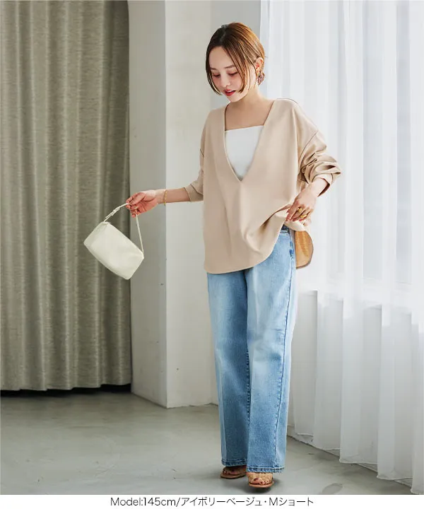 田中亜希子さんコラボ ] 深Vネックジャージープルオーバー [C7728