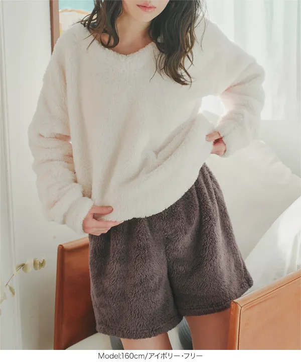 ルームウェア ] ボアVネックプルオーバー [C7732] - レディース