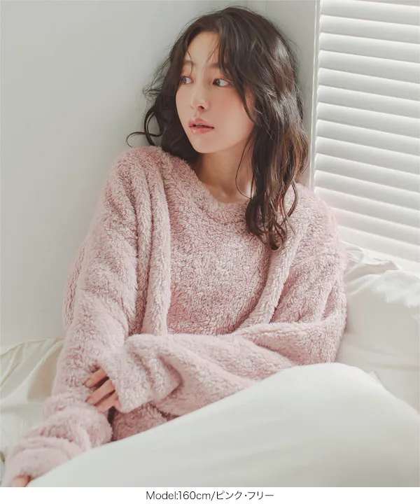 ルームウェア ] ボアVネックプルオーバー [C7732] - レディース