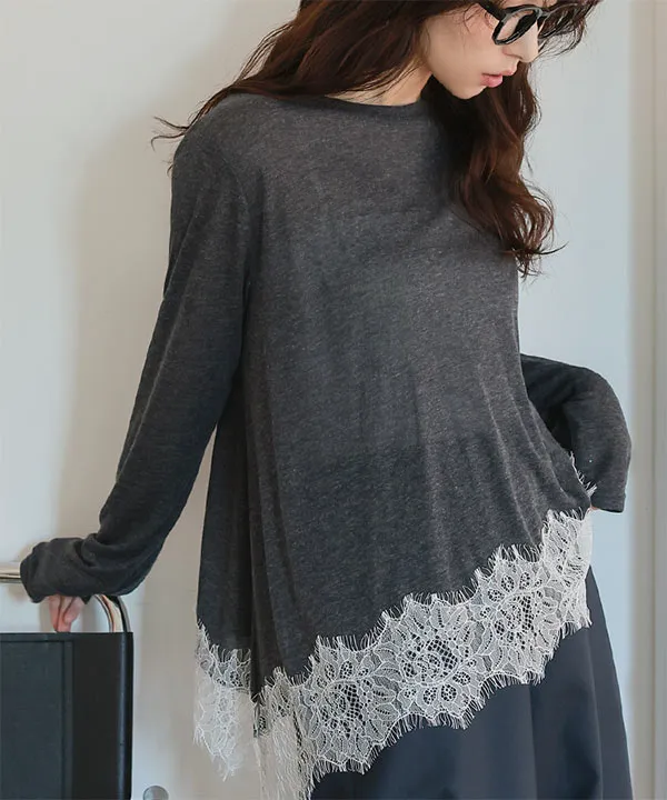 裾レースシアートップス [C7735] | 大好評につき送料無料