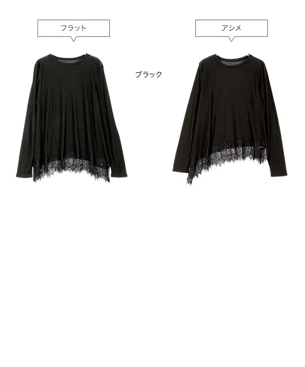 裾レースシアーカットソー　シーマリー cccmalie COCOMOMO tシャツ 「2025AW 新色登場」 総レース シアートップス 透け