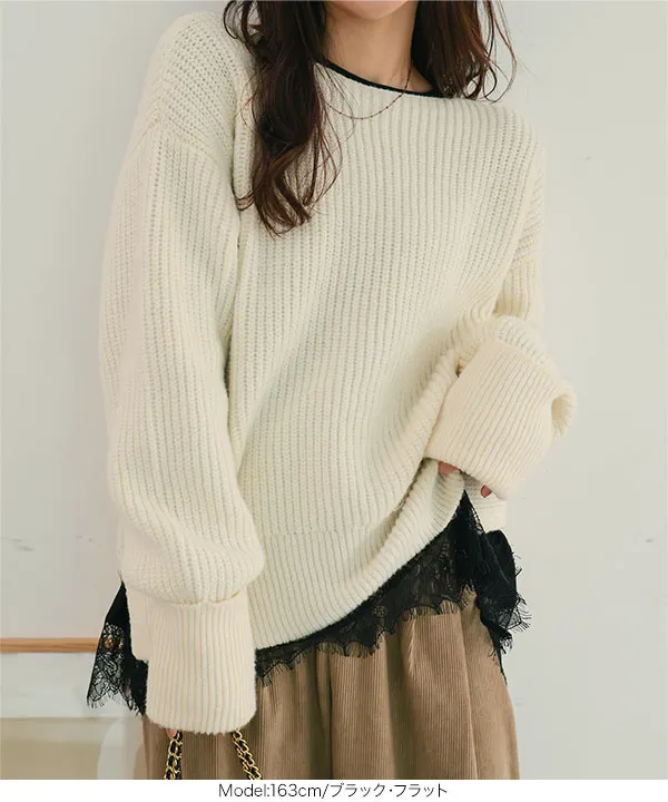 裾レースシアートップス [C7735] | 大好評につき送料無料