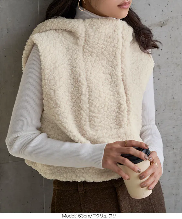 フード付きボアベスト [C7738] - レディースファッション通販 神戸