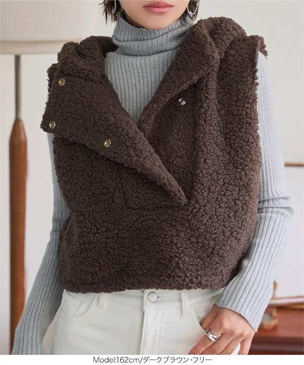 フード付きボアベスト [C7738] - レディースファッション通販 神戸