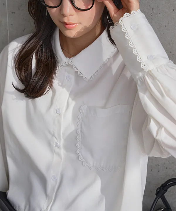 IENA ☆ヨークピコレースブラウス☆美品 KOBE LETTUCE（神戸レタス） カーディガン レディース 襟付き ニット