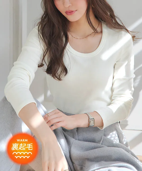 裏起毛 ] 深UネックロンT [C7746] - レディースファッション通販 神戸