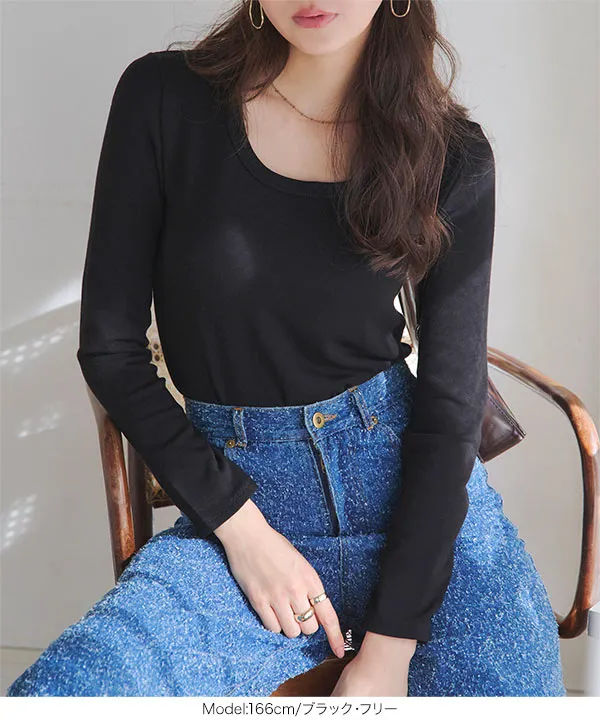 裏起毛 ] 深UネックロンT [C7746] - レディースファッション通販 神戸