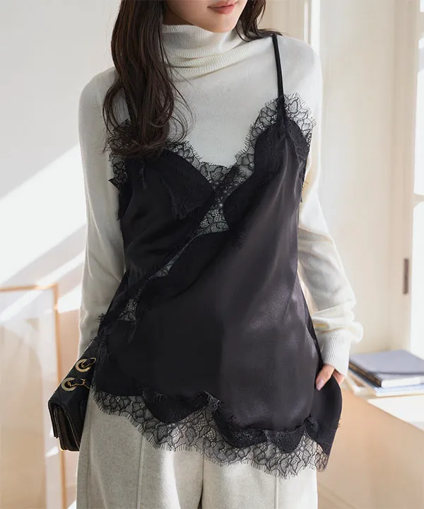 サテンレースキャミソール [C7751] | 大好評につき送料無料