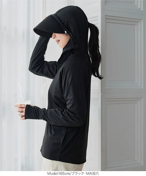 [ UVカット＆接触冷感 ] M L XL 選べる2タイプ 取り外しサンバイザー付きパーカー [C7760] | 今だけ特別価格×送料無料！
