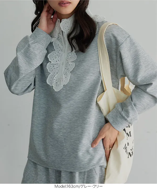 レース襟ポロトップス [C7761] - レディースファッション通販 神戸