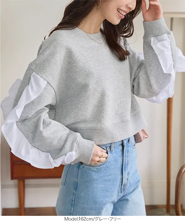 ドットフリルスウェット♡大人気 楽天市場】スウェット トップス 長袖