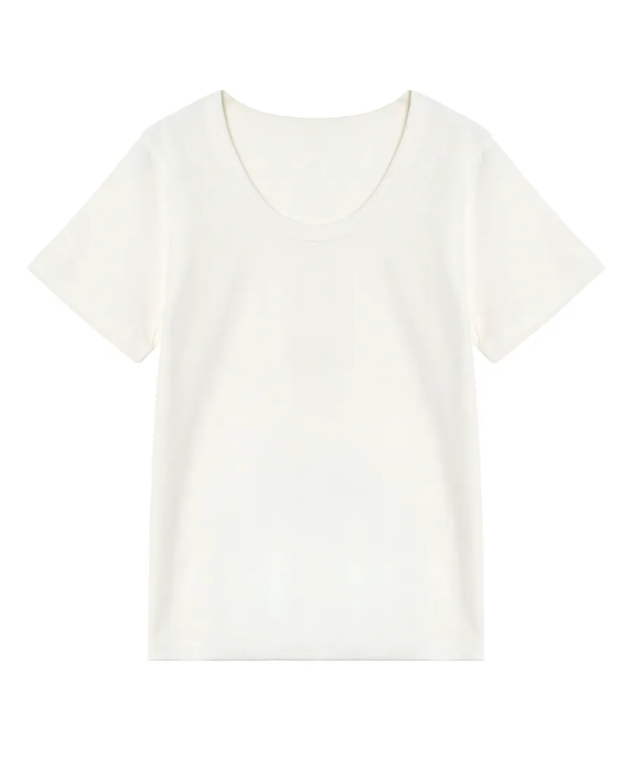 [ M L XL 汗じみ防止＆UVカット ] 深Uネック半袖Tシャツ [C7765]のレビュー