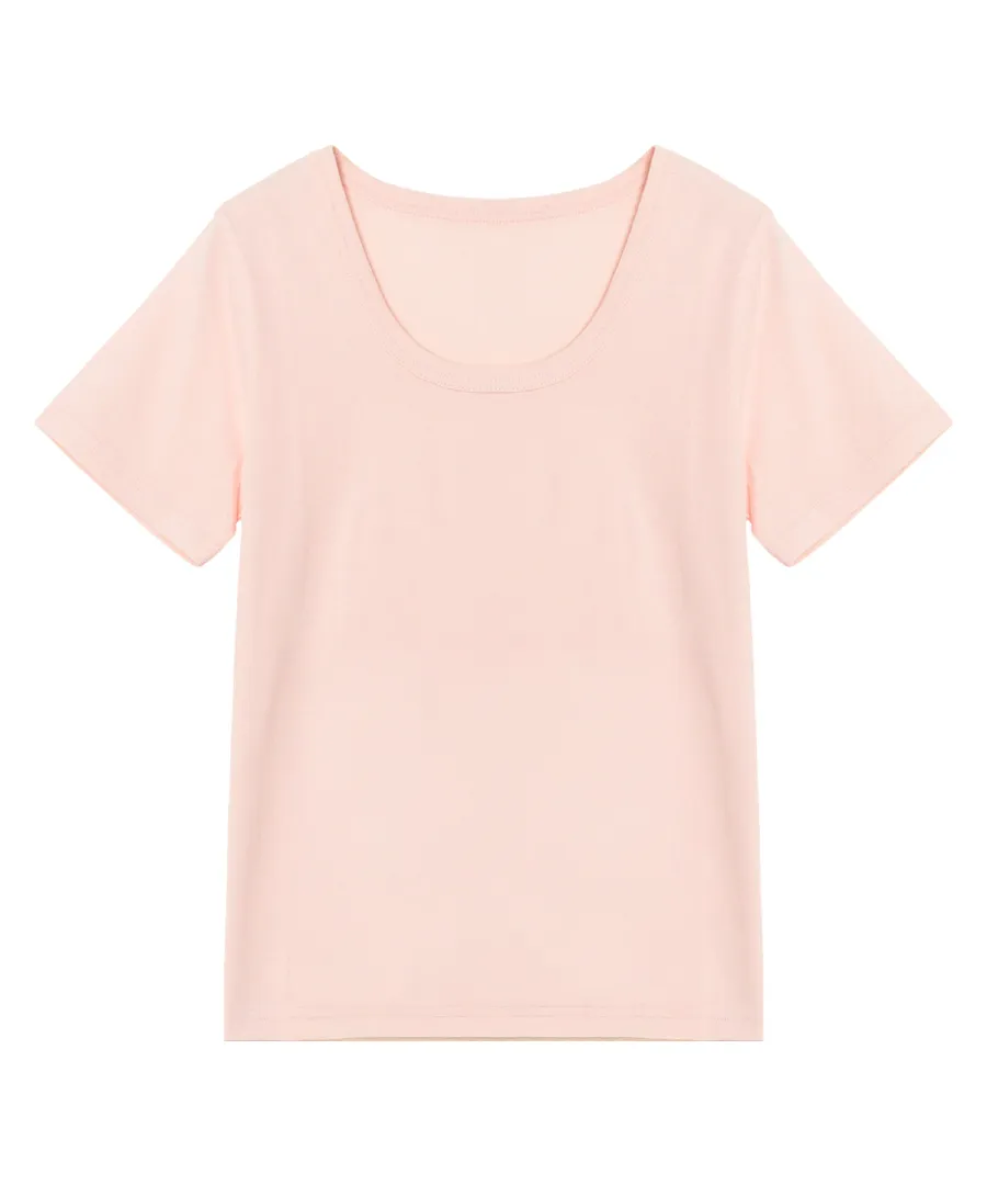 [ M L XL 汗じみ防止＆UVカット ] 深Uネック半袖Tシャツ [C7765]のレビュー
