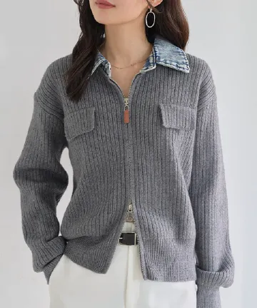 完売品♡MISTREASS♡ ミストレアス　リボン　カーディガン　ニット　グレー セール】リボンボタンカーディガン（カーディガン/ボレロ）｜one after