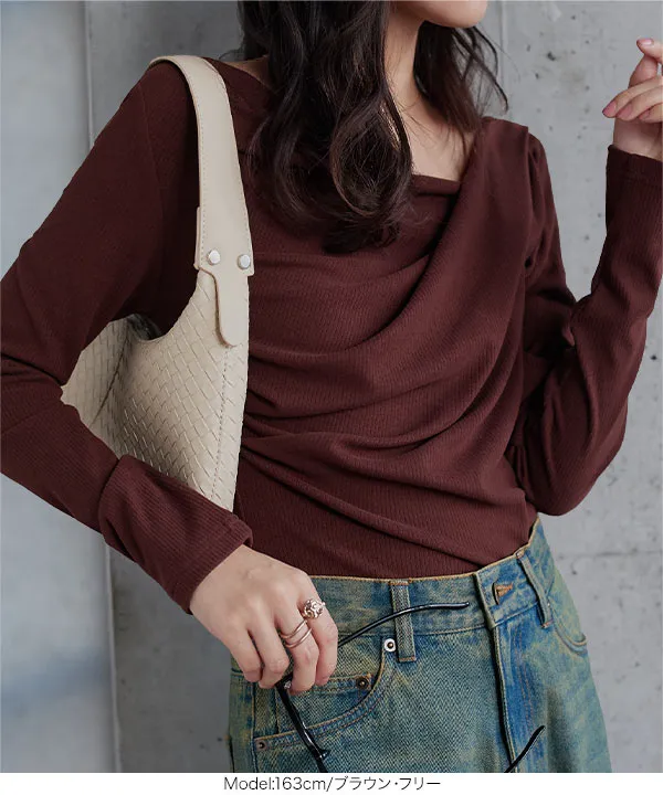 裏微起毛 ] ドレープトップス [C7771] - レディースファッション通販