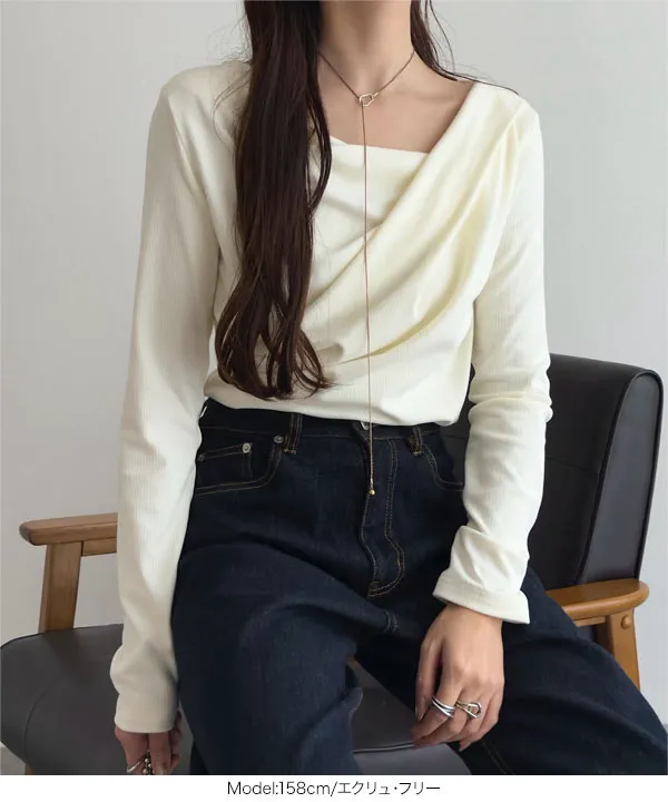 裏微起毛 ] ドレープトップス [C7771] - レディースファッション通販